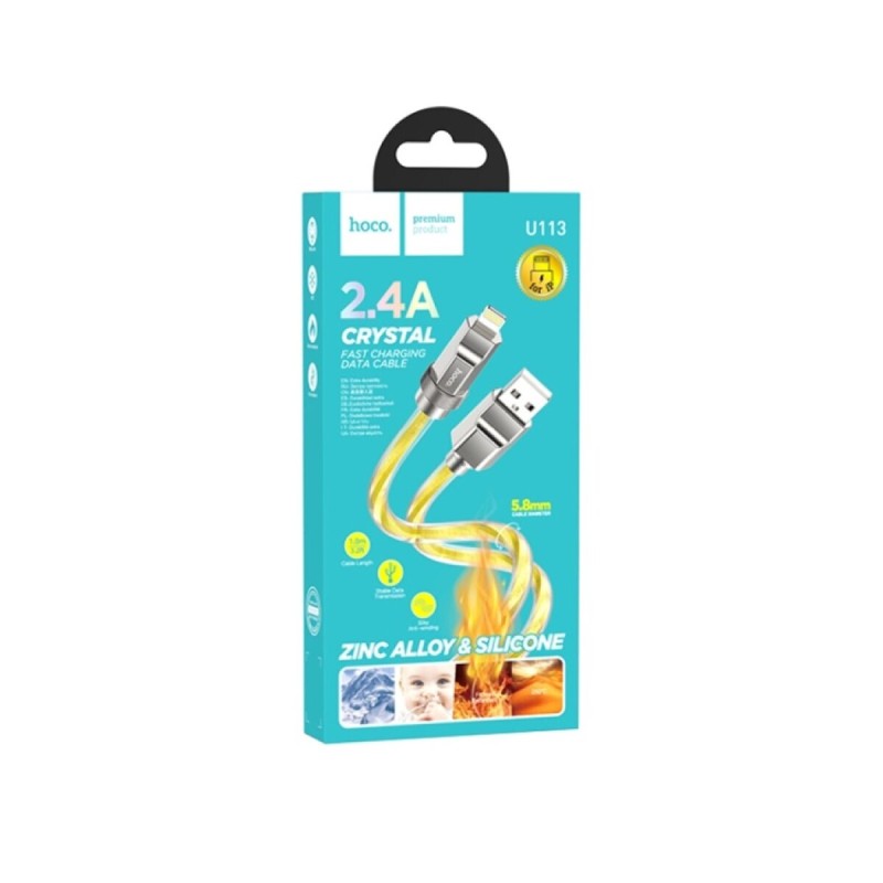 Кабель HOCO U113 Solid silicone charging data cable iP Gold