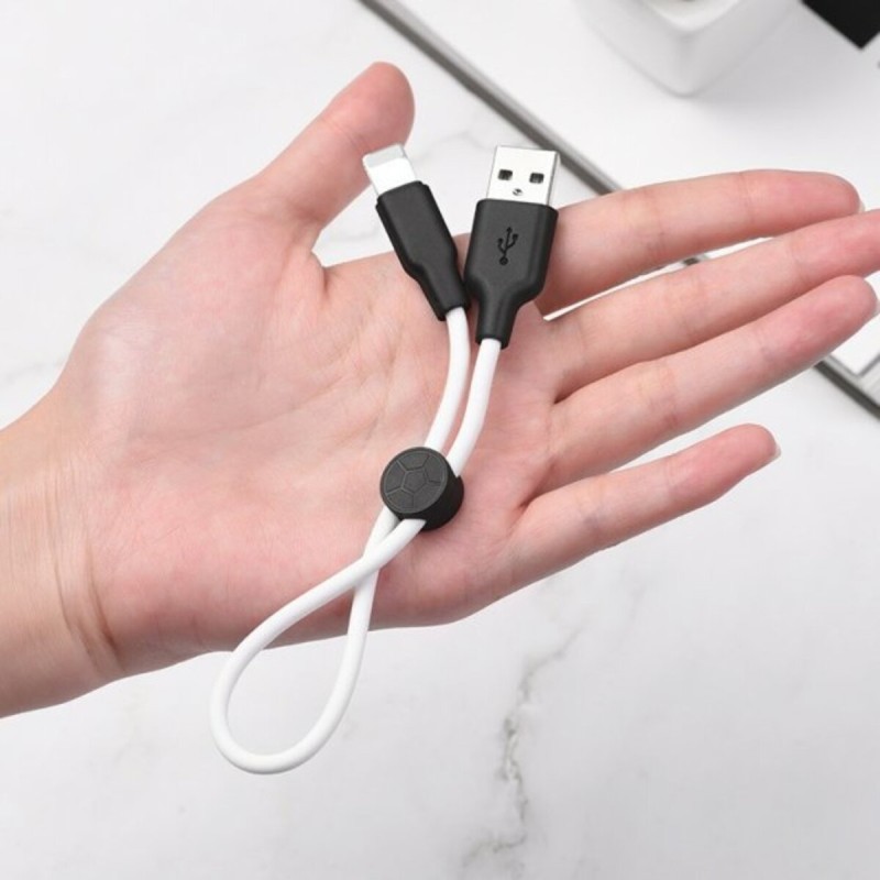 Кабель HOCO X21 Plus USB to iP 2.4A, 0.25m, silicone, silicone connectors, Black+White