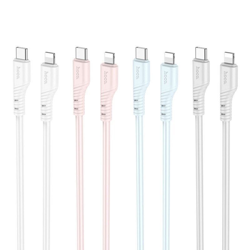 Кабель HOCO X97 Crystal color PD silicone charging data cable iP light gray