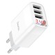 Мережевий зарядний пристрій HOCO C93A Easy charge 3-port digital display charger White