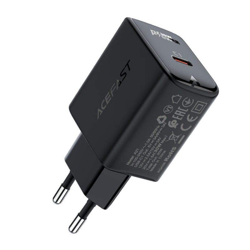 Мережевий зарядний пристрій ACEFAST A21 30W GaN single USB-C charger Black
