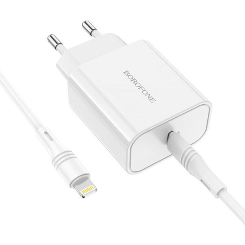 Мережевий зарядний пристрій BOROFONE BA57A Easy Speed single port PD20W (Type-C to Lightning) White