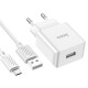 Мережевий зарядний пристрій HOCO C106A Leisure single port charger set(Micro) White