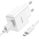 Мережевий зарядний пристрій HOCO C106A Leisure single port charger set(Micro) White