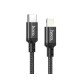 Кабель HOCO X14 Type-C to iP 3A, 20W, 2m, nylon, aluminum connectors, Black