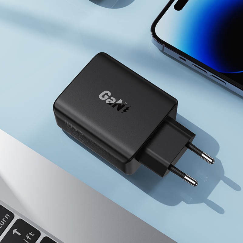 Мережевий зарядний пристрій ACEFAST A61 PD45W GaN (2*USB-C+2*USB-A) charger Black