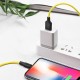 Кабель HOCO X21 Plus USB to iP 2.4A, 1m, silicone, silicone connectors, Black+Yellow