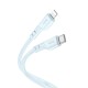 Кабель HOCO X97 Crystal color PD silicone charging data cable iP light blue