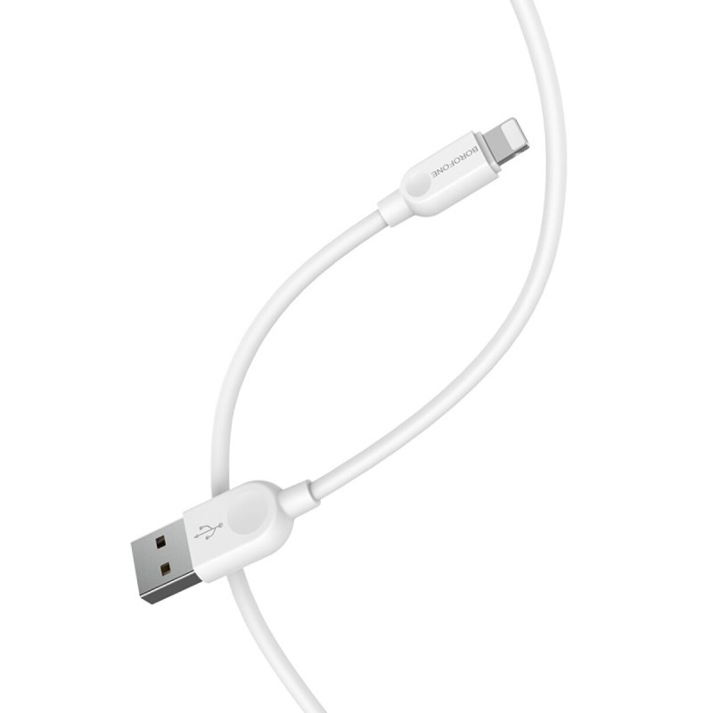 Кабель BOROFONE BX14 USB to iP 2.4A, 1m, PVC, TPE connectors, White