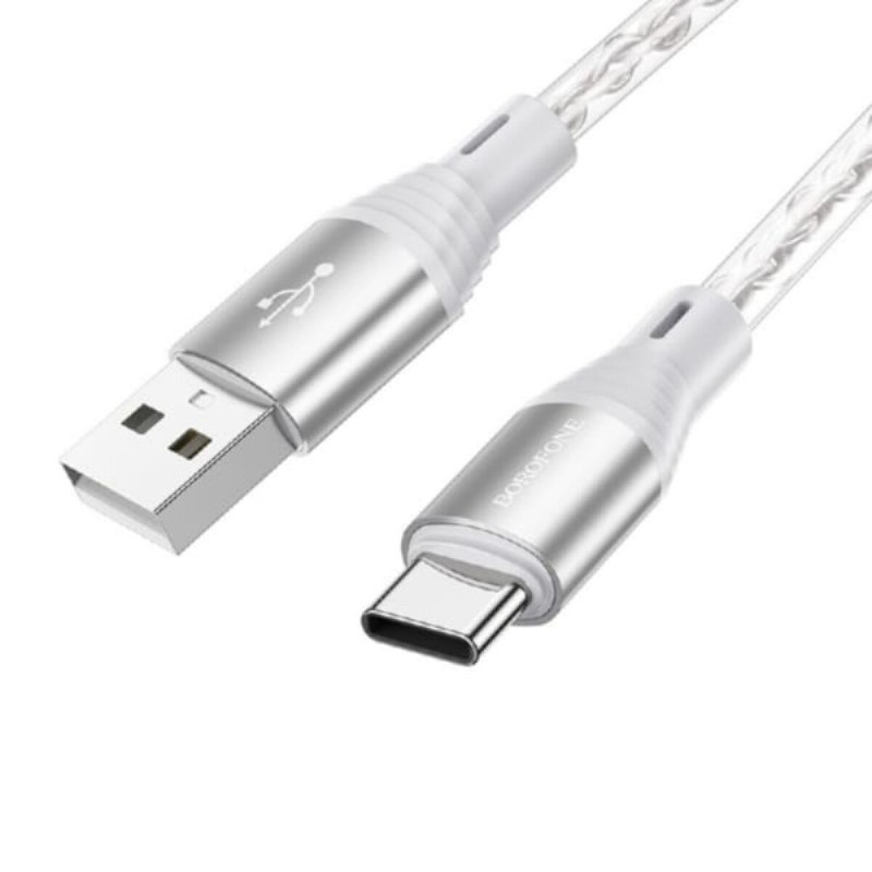 Кабель BOROFONE BX96 Ice crystal silicone charging data cable Type-C Gray