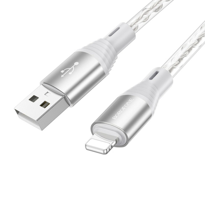 Кабель BOROFONE BX96 Ice crystal silicone charging data cable iP Gray