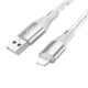 Кабель BOROFONE BX96 Ice crystal silicone charging data cable iP Gray