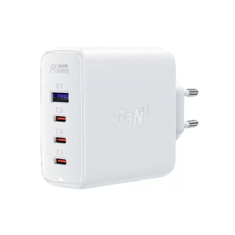 Мережевий зарядний пристрій ACEFAST A37 PD100W GaN (3*CUSB-C+USB-A) charger set White