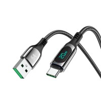 Кабель HOCO S51 USB to Type-C 5A, 1,2m, nylon, zinc+TPE connectors, Black