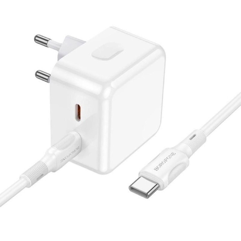 Мережевий зарядний пристрій BOROFONE BA76A Source dual port PD35W(2C) charger set(Type-C to Type-C) White