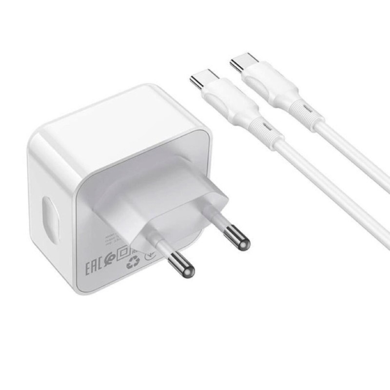 Мережевий зарядний пристрій BOROFONE BA76A Source dual port PD35W(2C) charger set(Type-C to Type-C) White