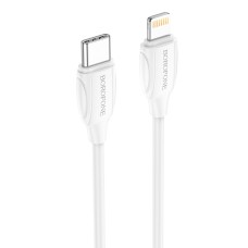 Кабель BOROFONE BX19 Type-C to iP, 3A, 20W, 1m, PVC, PVC connectors, White