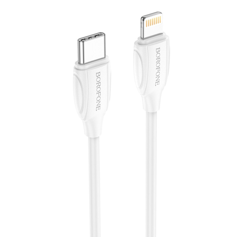 Кабель BOROFONE BX19 Type-C to iP, 3A, 20W, 1m, PVC, PVC connectors, White