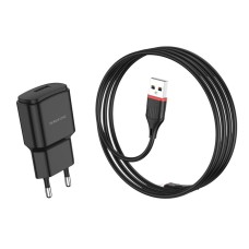 Мережевий зарядний пристрій BOROFONE BA48A Orion single port charger set(Micro) Black