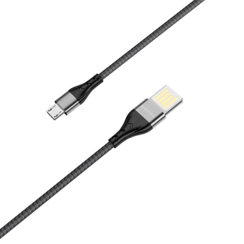 Кабель BOROFONE BU11 USB to Micro 2.4A, 1.2m, nylon, aluminum connectors, Black