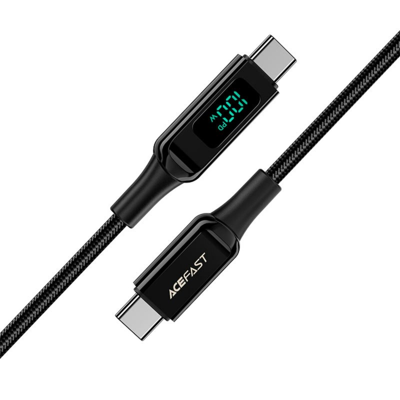 Кабель ACEFAST C6-03 Type-C to Type-C 5A, 100W, 2m, nylon, zinc connectors, digital display, Black