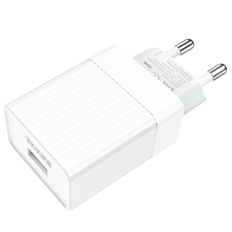 Мережевий зарядний пристрій BOROFONE BA47A Mighty speed single port QC3.0 3A 18W White