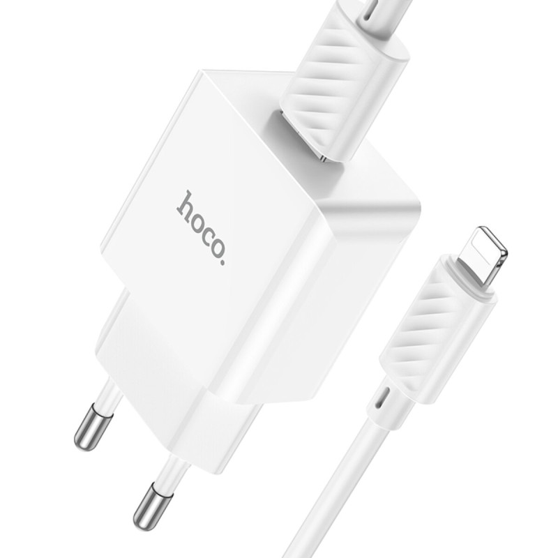 Мережевий зарядний пристрій HOCO C106A Leisure single port charger set(iP) White