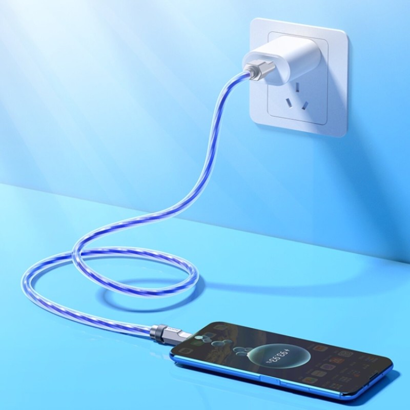 Кабель HOCO U113 Solid 100W silicone charging data cable Type-C Blue
