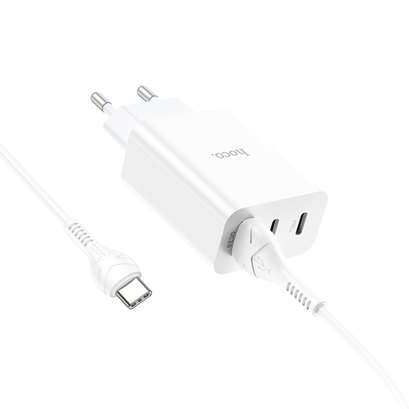 Мережевий зарядний пристрій HOCO C99A PD20W+QC3.0 three-port(2C1A) charger set(Type-C) White
