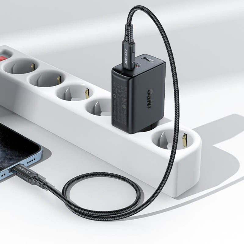 Мережевий зарядний пристрій ACEFAST A29 PD50W GaN (USB-C+USB-C) dual port charger Black