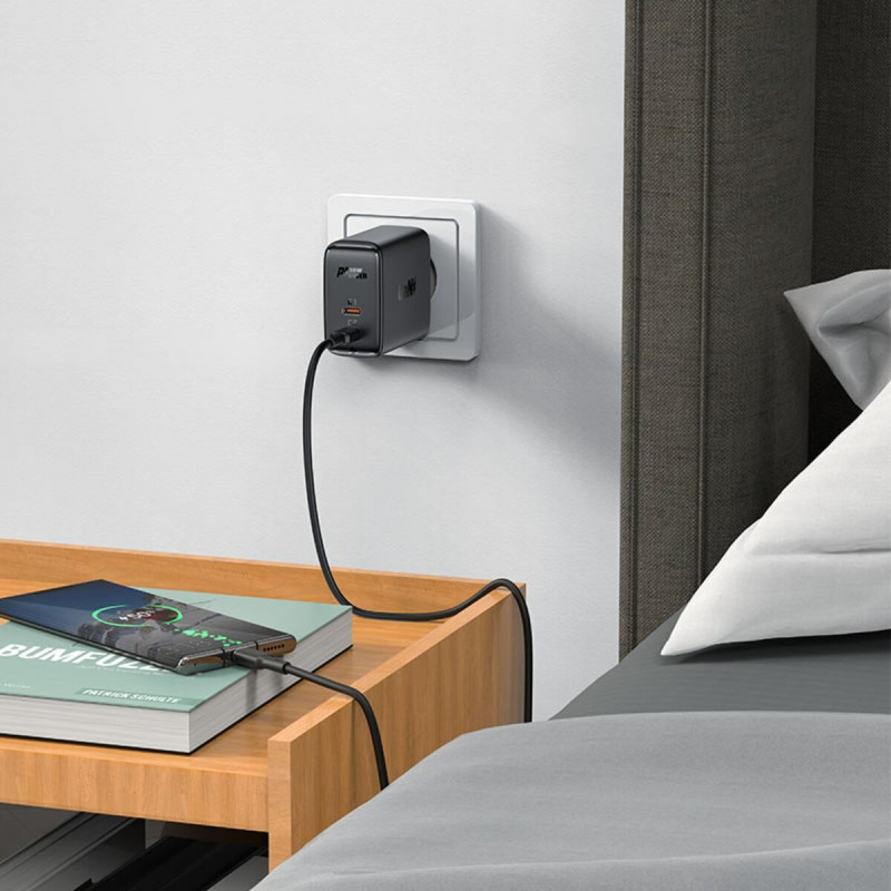 Мережевий зарядний пристрій ACEFAST A29 PD50W GaN (USB-C+USB-C) dual port charger Black