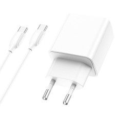 Мережевий зарядний пристрій BOROFONE BA67A PD20W+QC3.0 charger set(Type-C to Type-C) White
