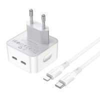 Мережевий зарядний пристрій BOROFONE BA76A Source dual port PD35W(2C) charger set(C to iP) White
