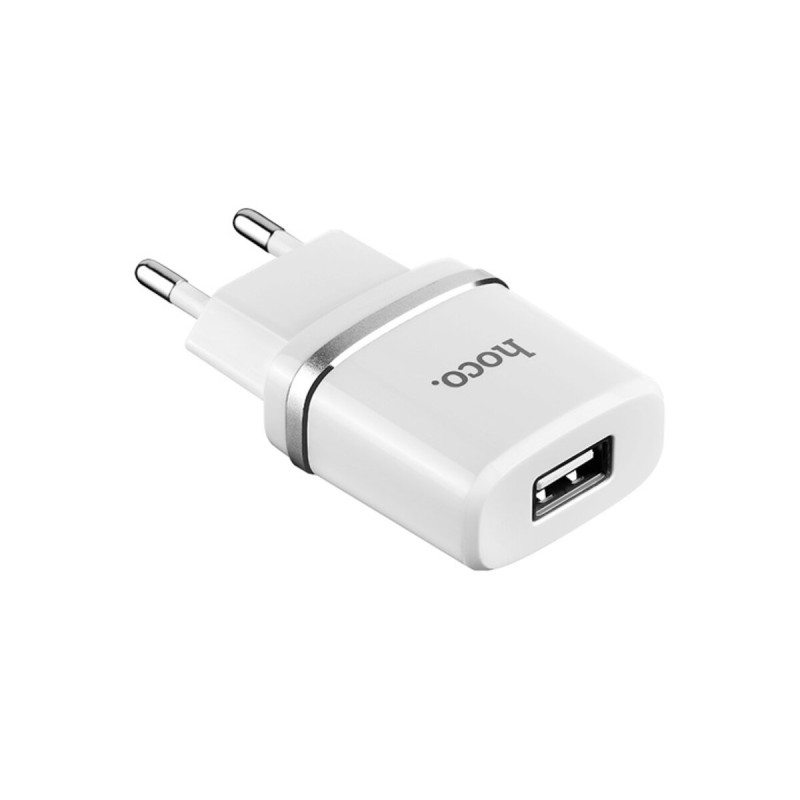 Мережевий зарядний пристрій HOCO C11 Smart single USB (iP cable) charger set White