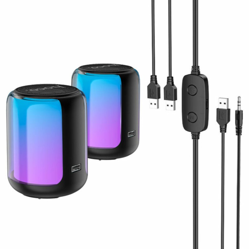 Портативна колонка HOCO BS56 Colorful BT wired 2-in-1 computer speaker Black