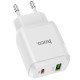 Мережевий зарядний пристрій HOCO N5 Favor dual port PD20W+QC3.0 charger set(C to iP) White