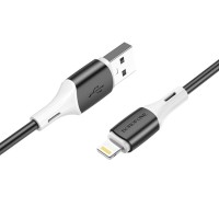 Кабель BOROFONE BX79 USB to iP 2.4A, 1m, silicone, silicone connectors, Black