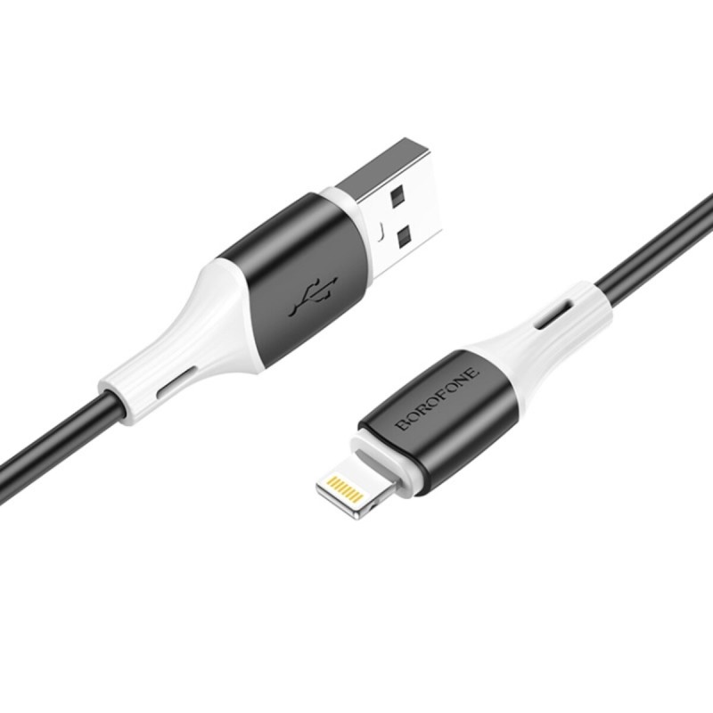 Кабель BOROFONE BX79 USB to iP 2.4A, 1m, silicone, silicone connectors, Black