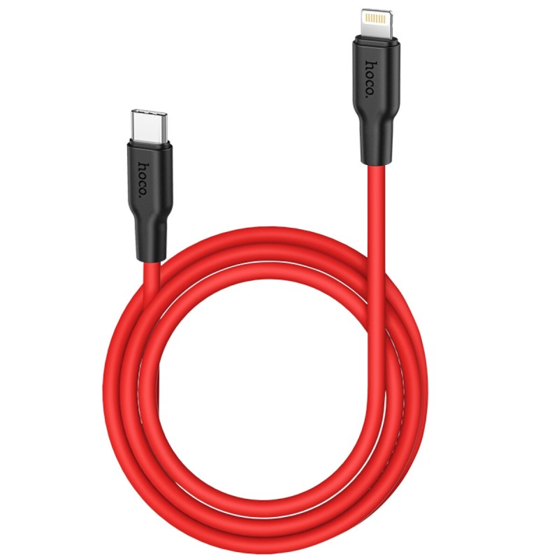 Кабель HOCO X21 Plus Type-C to iP 3A, 20W, 1m,  black and red