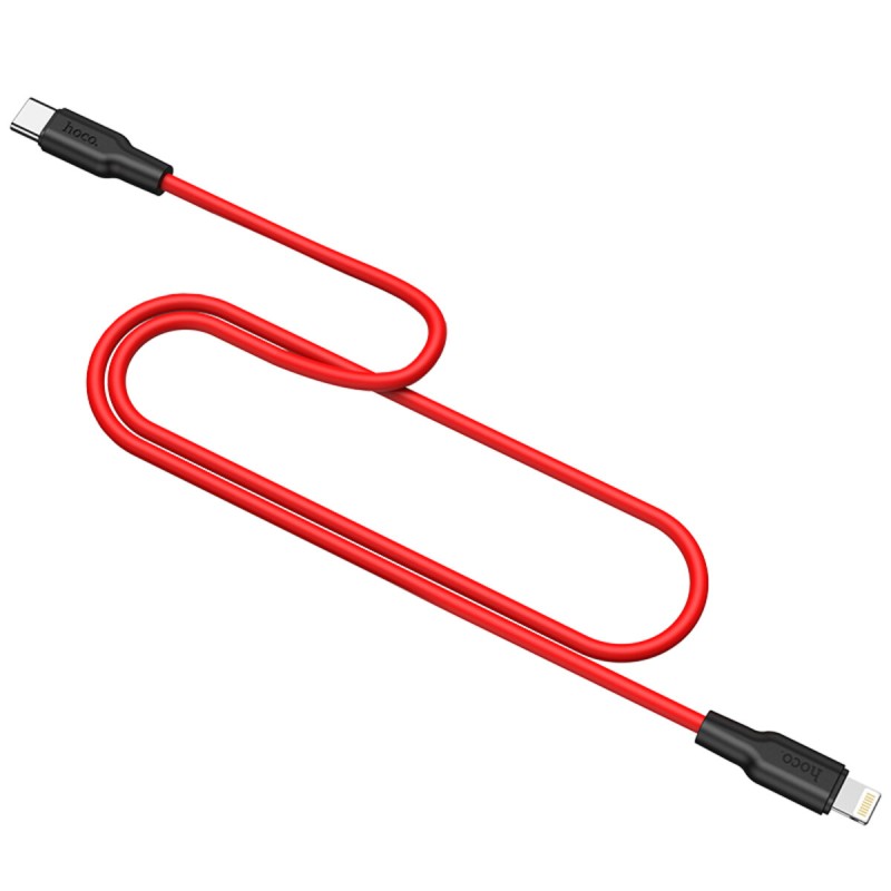 Кабель HOCO X21 Plus Type-C to iP 3A, 20W, 1m,  black and red