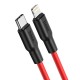 Кабель HOCO X21 Plus Type-C to iP 3A, 20W, 1m,  black and red