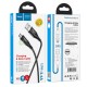 Кабель HOCO U93 USB to Micro 2.4A, 1.2m, nylon, aluminum connectors, light indicator, Black