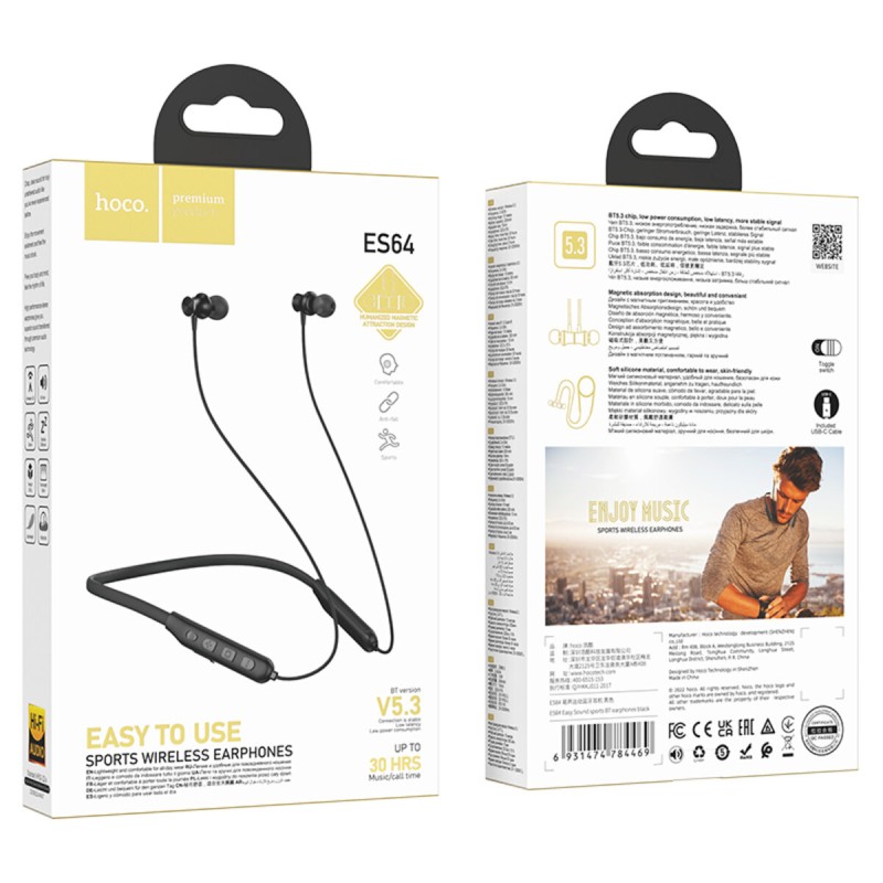 Навушники HOCO ES64 Easy Sound sports BT earphones Black