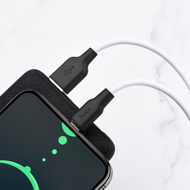 Кабель HOCO X21 Plus USB to Type-C 3A, 1m, silicone, silicone connectors, Black+White