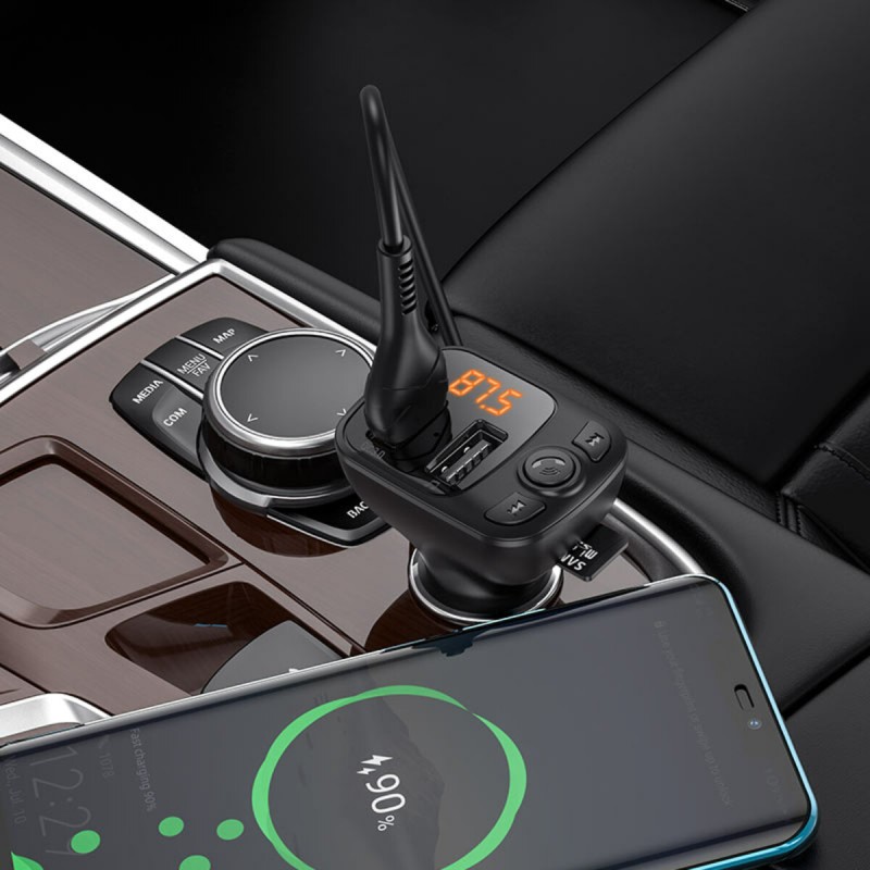АЗП з FM-модулятором BOROFONE BC41 Eminency QC3.0 Car BT FM transmitter 18W Black