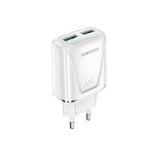 Мережевий зарядний пристрій BOROFONE BA54A Wide road dual port QC3.0 charger 18W White