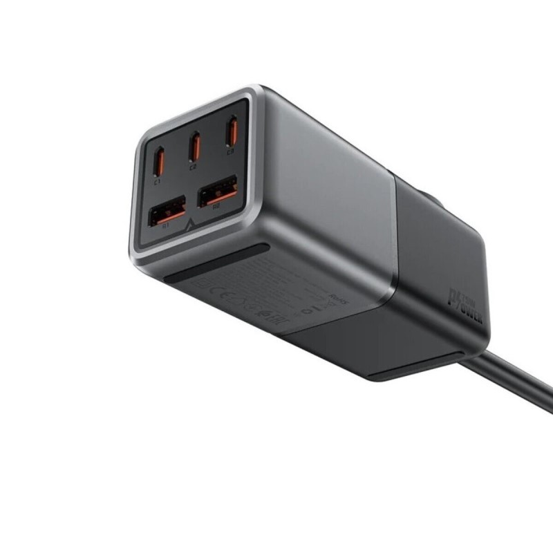 Мережевий зарядний пристрій ACEFAST Z2 PD75W GaN (3*USB-C+2*USB-A) desktop charging adapter 1,5m Black