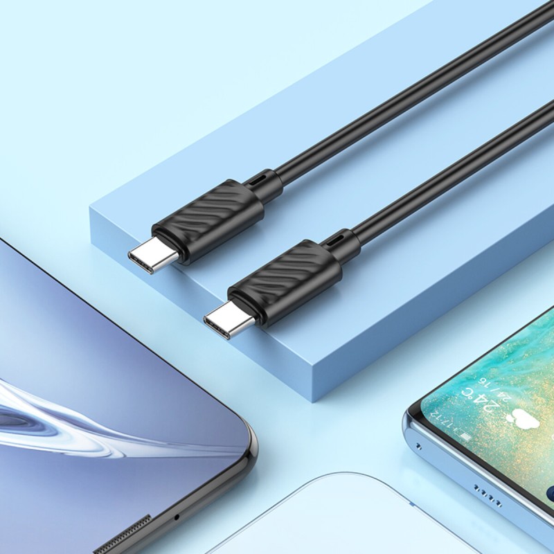 Кабель HOCO X88 Gratified 60W charging data cable for Type-C to Type-C(unpackaged) Black