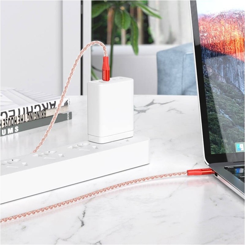 Кабель BOROFONE BX96 Ice crystal 60W silicone charging data cable Type-C to Type-C Red