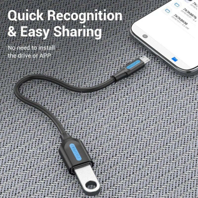 Кабель Vention USB 2.0 Micro-B Male to A Female OTG Cable 0.15M Black PVC Type (CCUBB)
